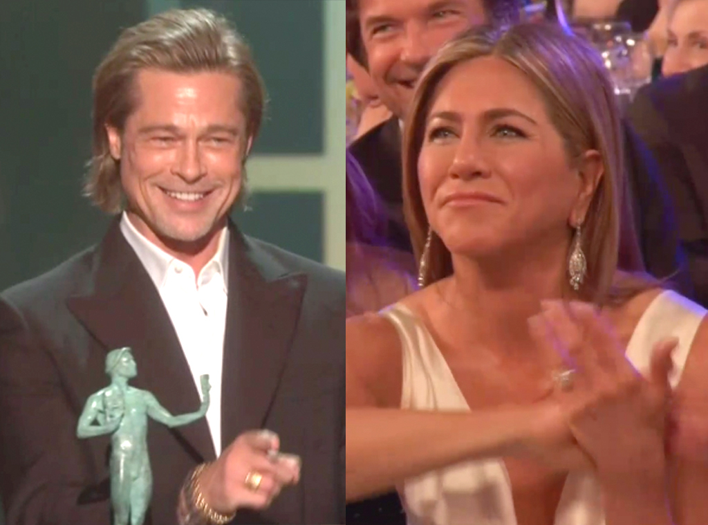 Jen Aniston S Reaction To Brad Pitt At The Sag Awards Stole The Show E Online